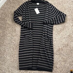 NWT A New Day long Black and Tan Striped Cardigan